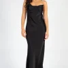 Luxxel Pamela Rhinestone Strap Maxi Slip Dress Black Sale