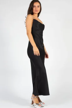Luxxel Pamela Rhinestone Strap Maxi Slip Dress Black Sale