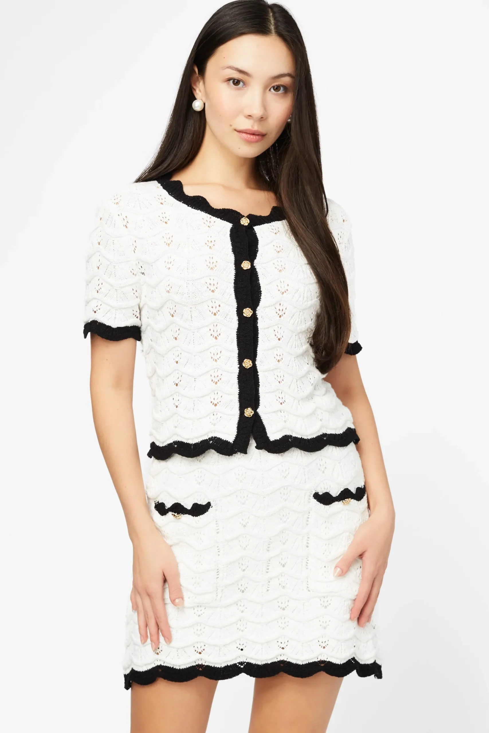 Mable Poppy Pointelle Contrast Mini Skirt Clearance