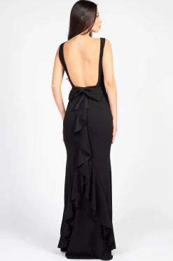 Chelsea Posh Open Bow Back Mermaid Gown Black Sale