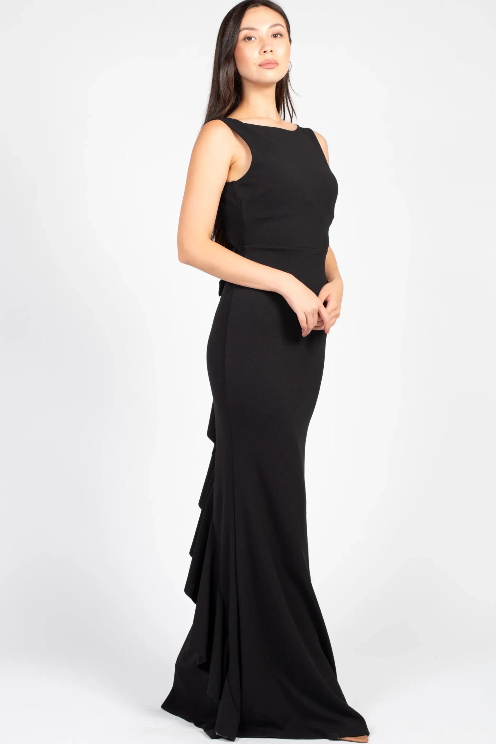 Chelsea Posh Open Bow Back Mermaid Gown Black Sale