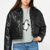 Privy Quilted Vegan Leather Jacket with Flap Pockets Black Hot