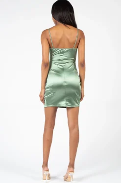 Blue Blush Rachelle Satin Ruched Mini Dress Clearance
