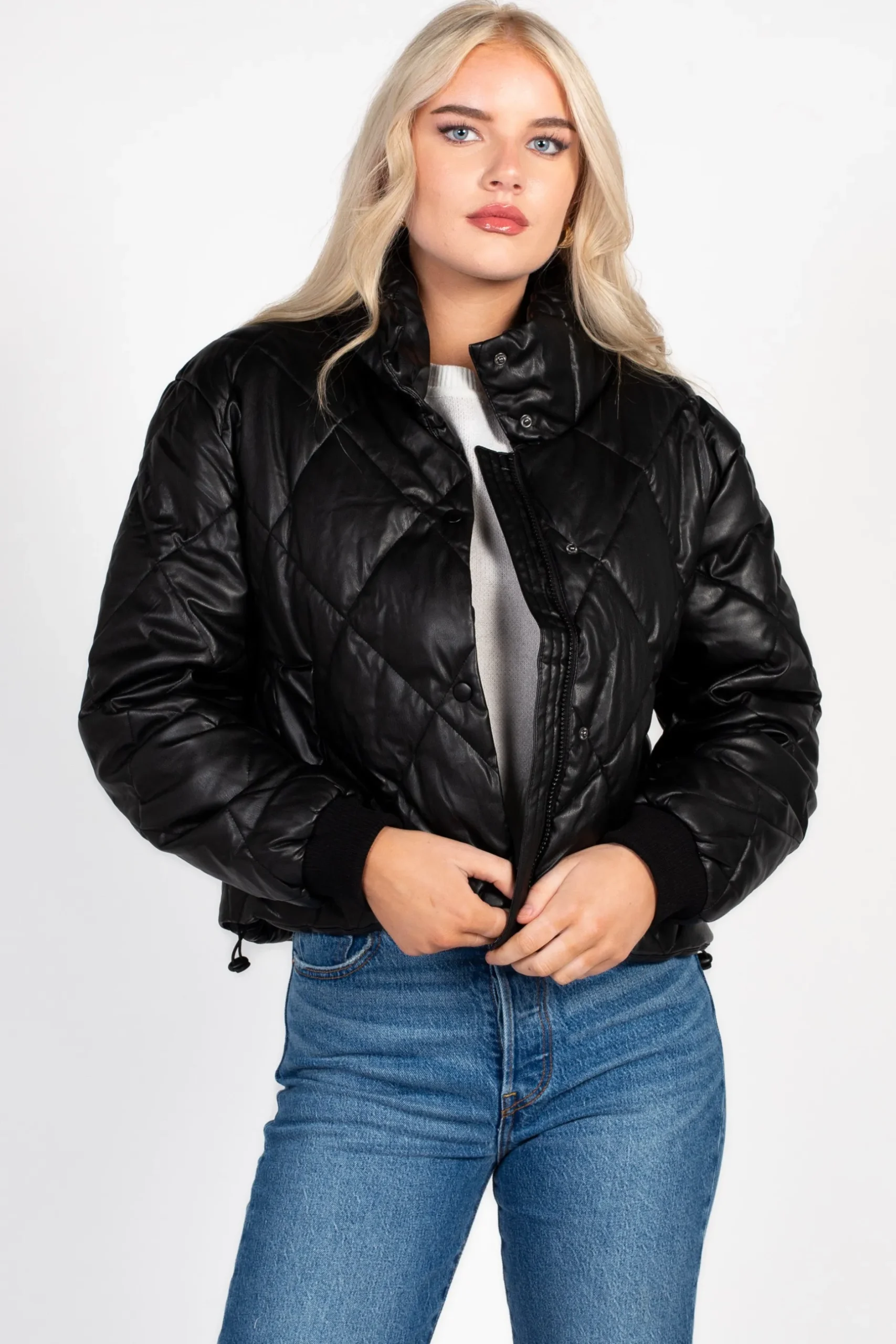 Love Tree Raven Quilted Faux Leather Jacket Best