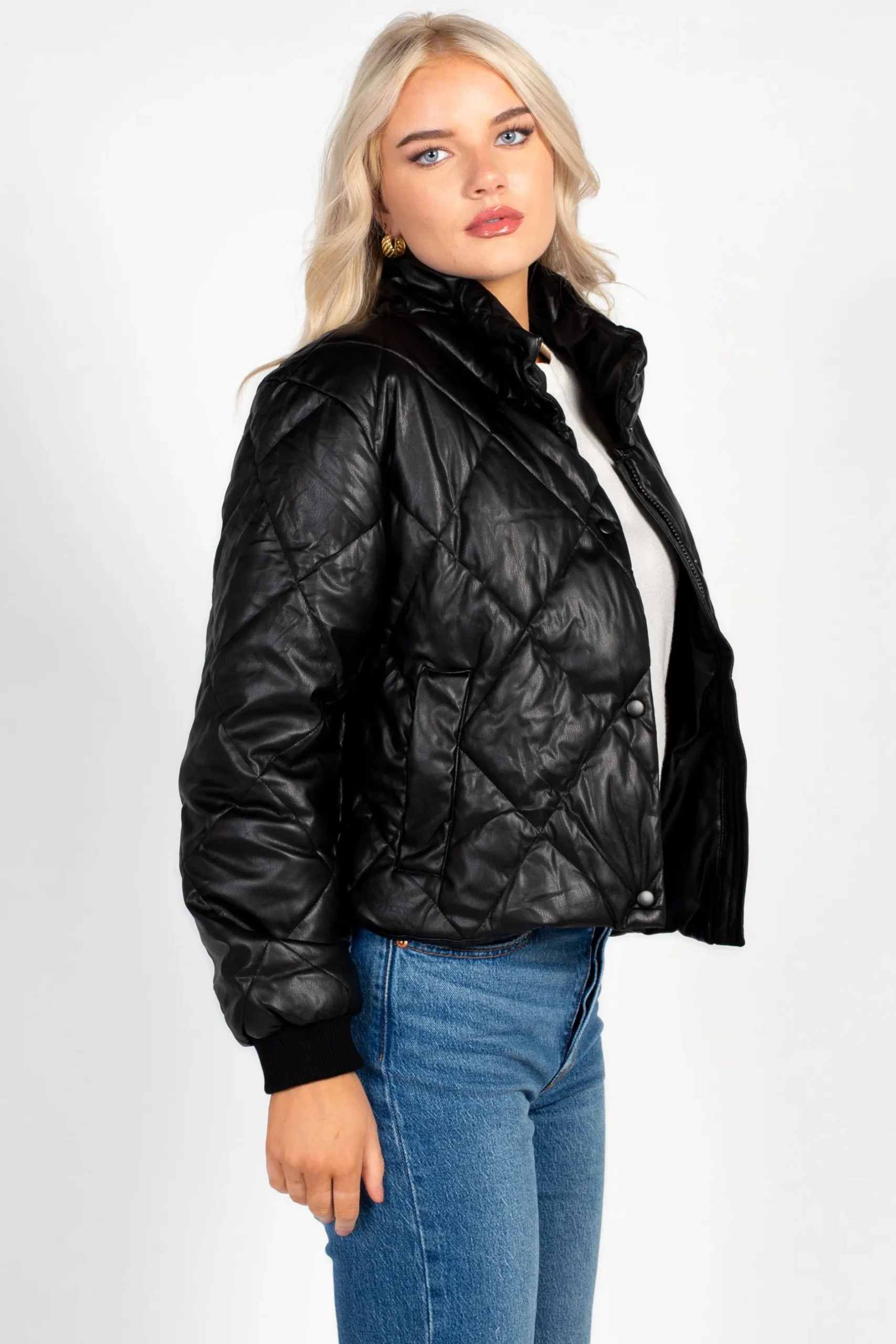 Love Tree Raven Quilted Faux Leather Jacket Best