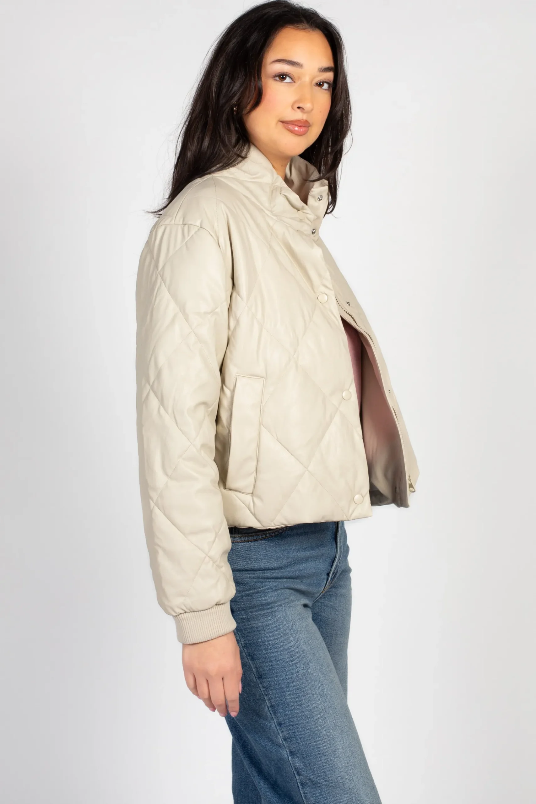 Love Tree Raven Quilted Faux Leather Jacket Best