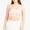 Hot u0026 Delicious Rylee Pearl Embellished Crop Blouse Discount