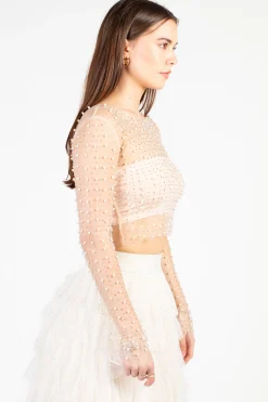 Hot u0026 Delicious Rylee Pearl Embellished Crop Blouse Discount