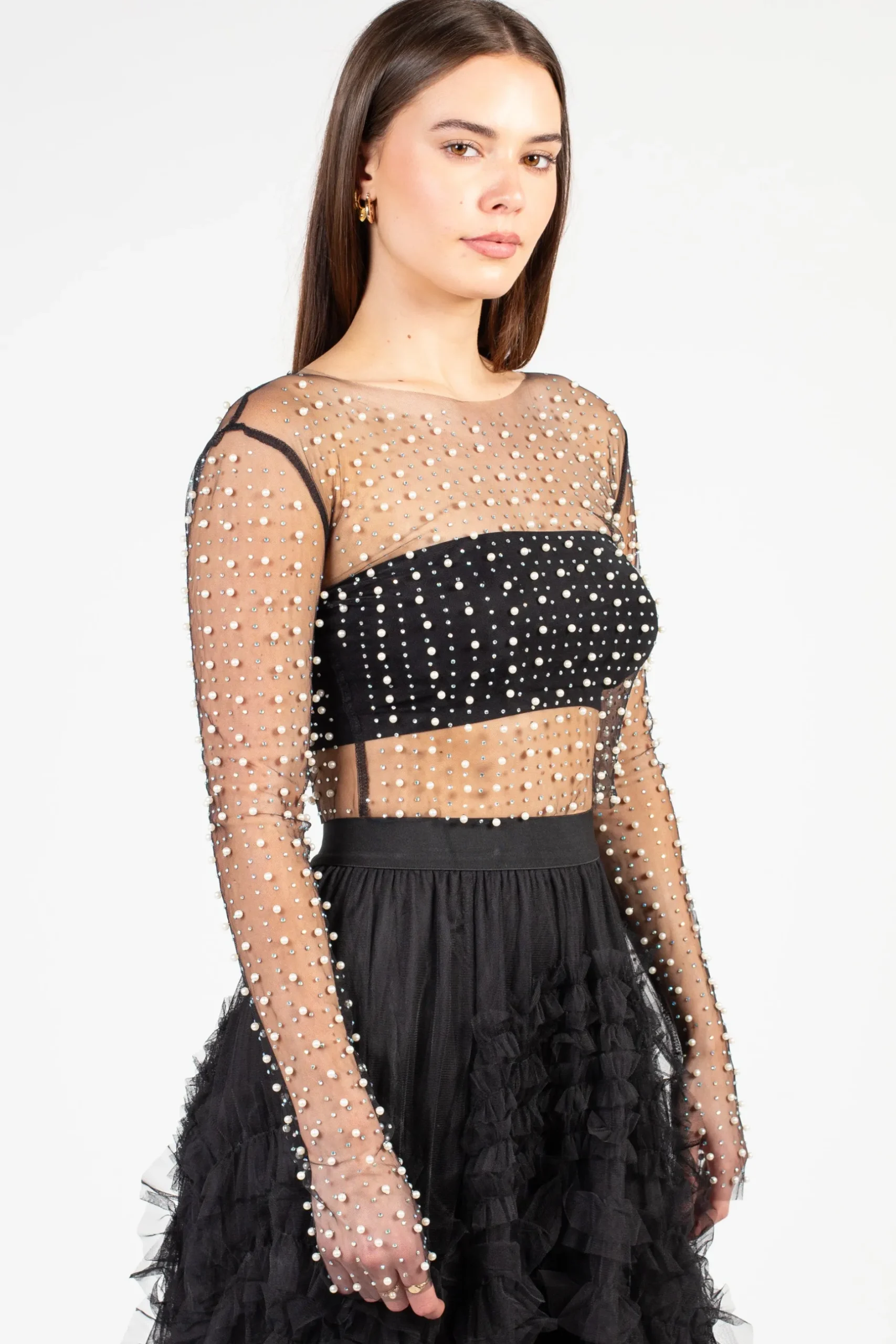 Hot u0026 Delicious Rylee Pearl Embellished Crop Blouse Discount