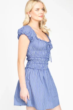 Klesis Sadie Ruched Mini Dress Blue Hot