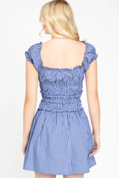 Klesis Sadie Ruched Mini Dress Blue Hot