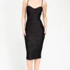 Privy Skye Textured Midi Dress Black Hot