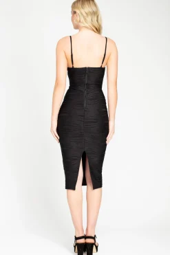 Privy Skye Textured Midi Dress Black Hot