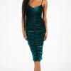 Lovely Day Starlett Ruched Velvet Shimmer Midi Dress Sale