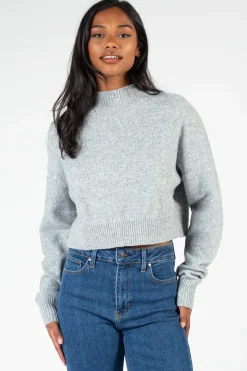 edit by nine Twinkle Mock Neck Crop Sweater Grey Fashion