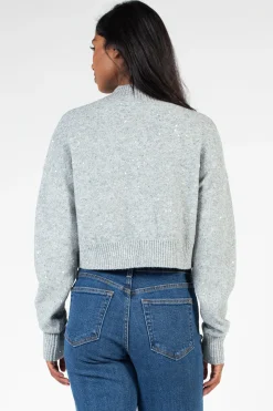 edit by nine Twinkle Mock Neck Crop Sweater Grey Fashion