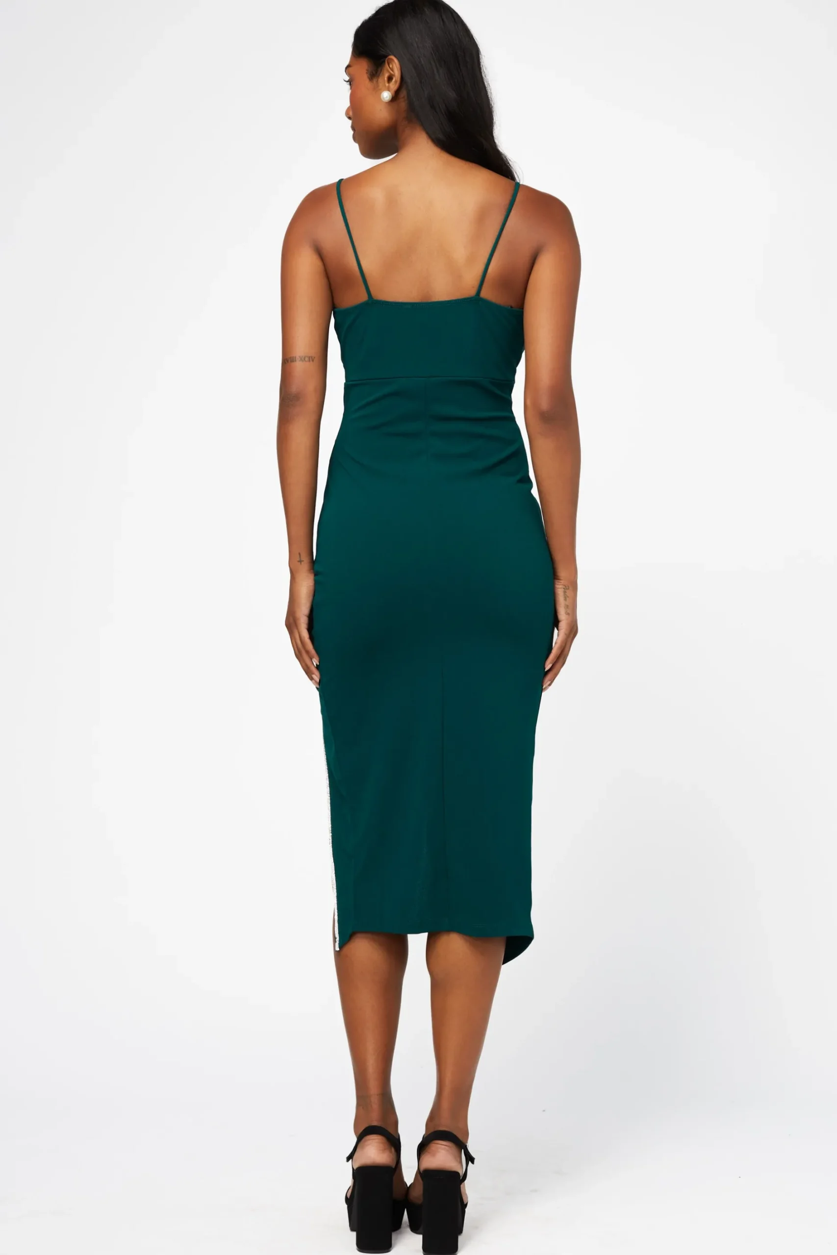Lovely Day Venetia Rhinestone Trim Slit Midi Dress New