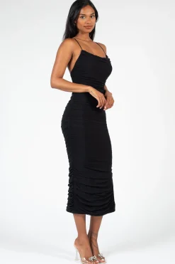 Klesis Whitney Mesh Ruched Midi Dress Hot