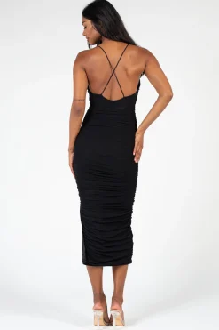 Klesis Whitney Mesh Ruched Midi Dress Hot