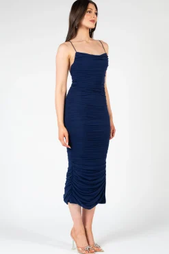 Klesis Whitney Mesh Ruched Midi Dress Hot