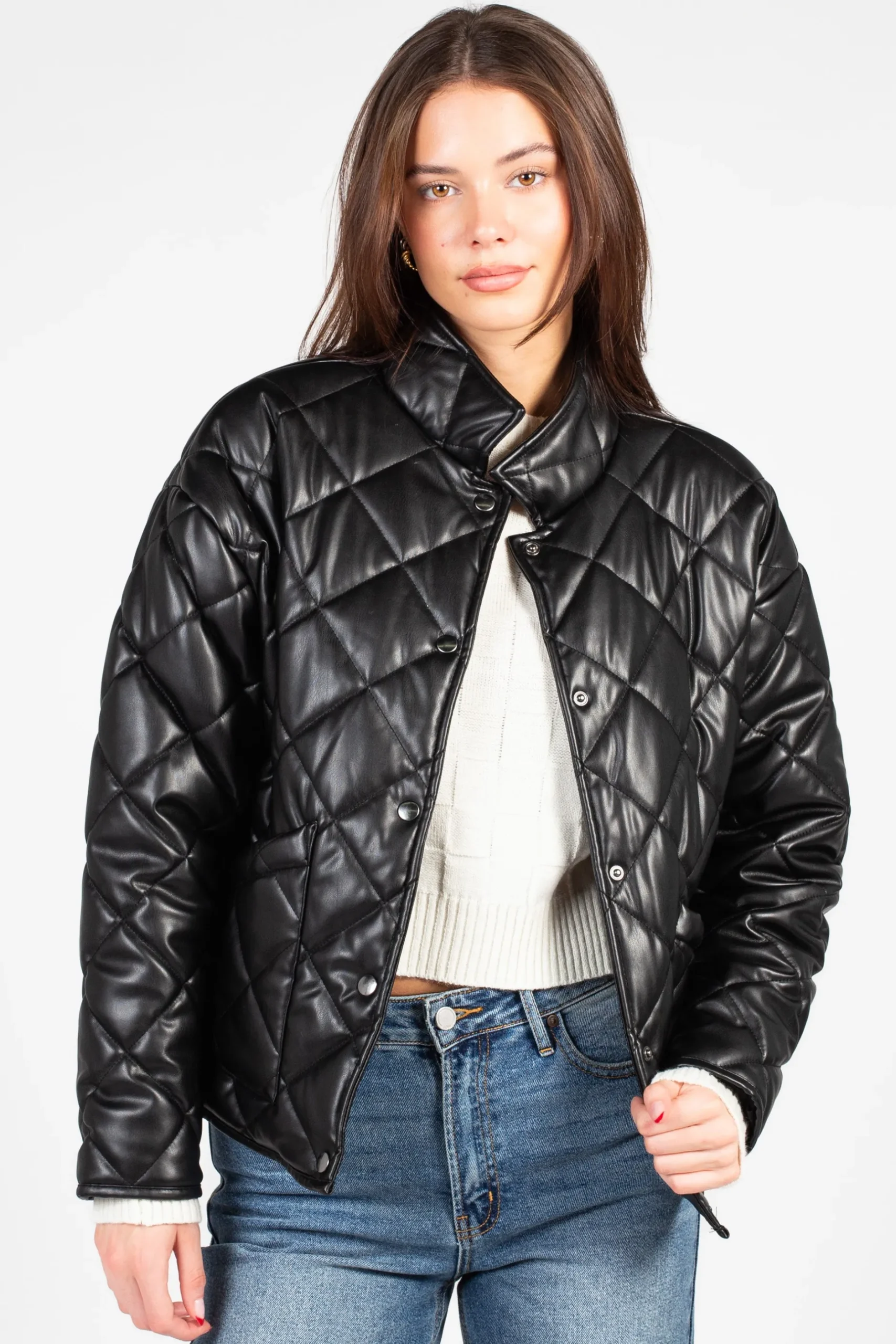 Z Supply Heritage Faux Leather Jacket Black Clearance